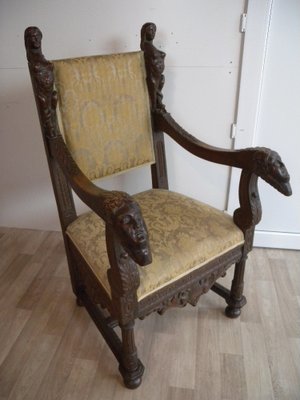 19th Century Renaissance Armchair in Teak, Italy-FEO-1759379