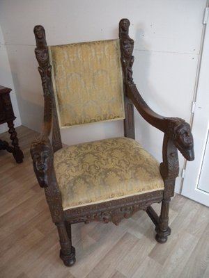 19th Century Renaissance Armchair in Teak, Italy-FEO-1759379