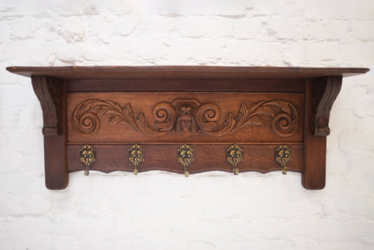 19th Century Renaissance Coat Rack in Oak