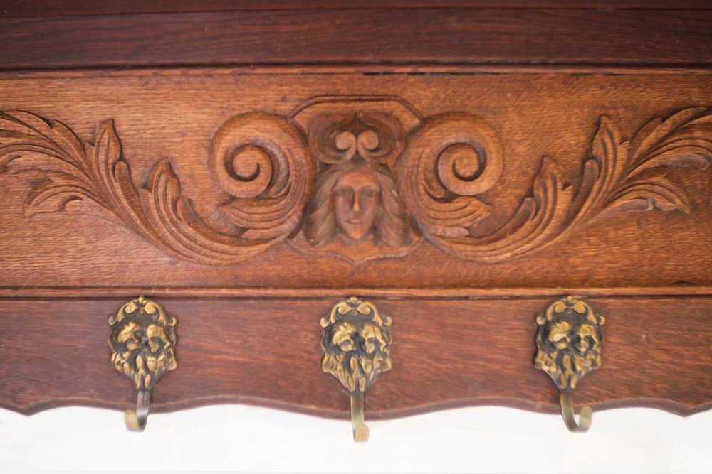 19th Century Renaissance Coat Rack in Oak