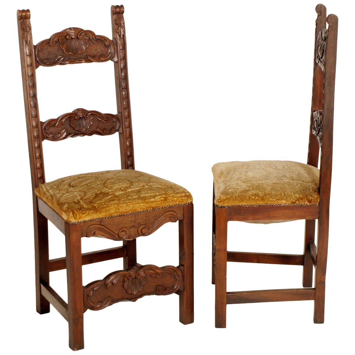 19th Century Renaissance Style Carved Walnut Dining Chairs, Set of 6-NJV-575138