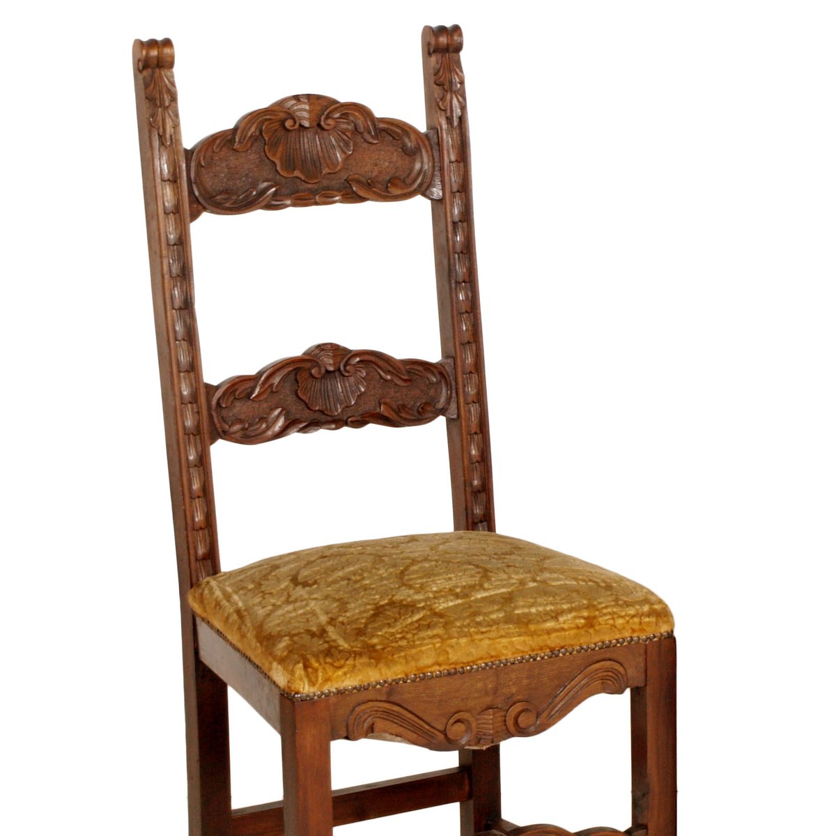 19th Century Renaissance Style Carved Walnut Dining Chairs, Set of 6