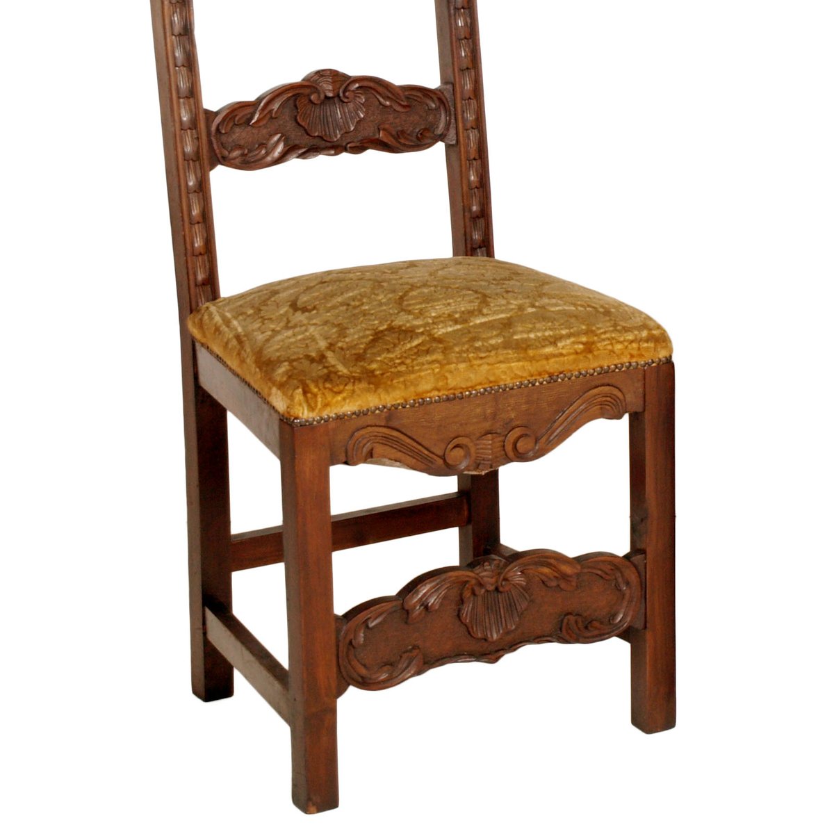 19th Century Renaissance Style Carved Walnut Dining Chairs, Set of 6