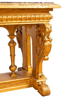 19th Century Renaissance Style Giltwood and Marble Console Table-CEJ-551469