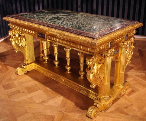 19th Century Renaissance Style Giltwood and Marble Console Table-CEJ-551469