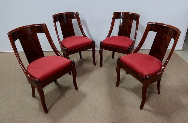 19th Century Restoration Period Mahogany Gondola Chairs, Set of 4-RVK-1146826