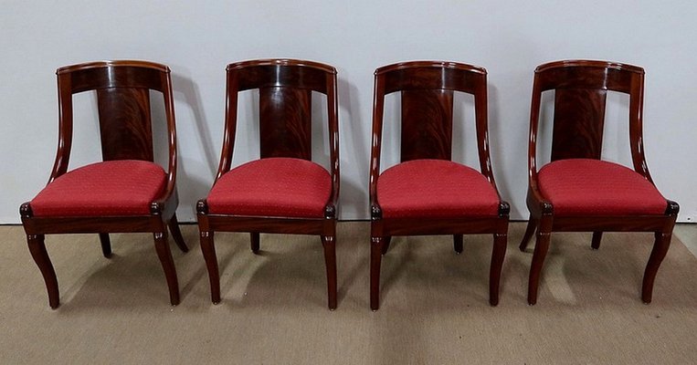 19th Century Restoration Period Mahogany Gondola Chairs, Set of 4-RVK-1146826