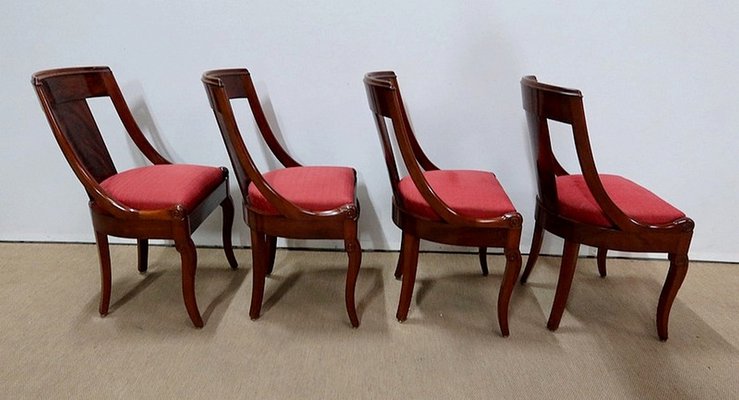 19th Century Restoration Period Mahogany Gondola Chairs, Set of 4-RVK-1146826