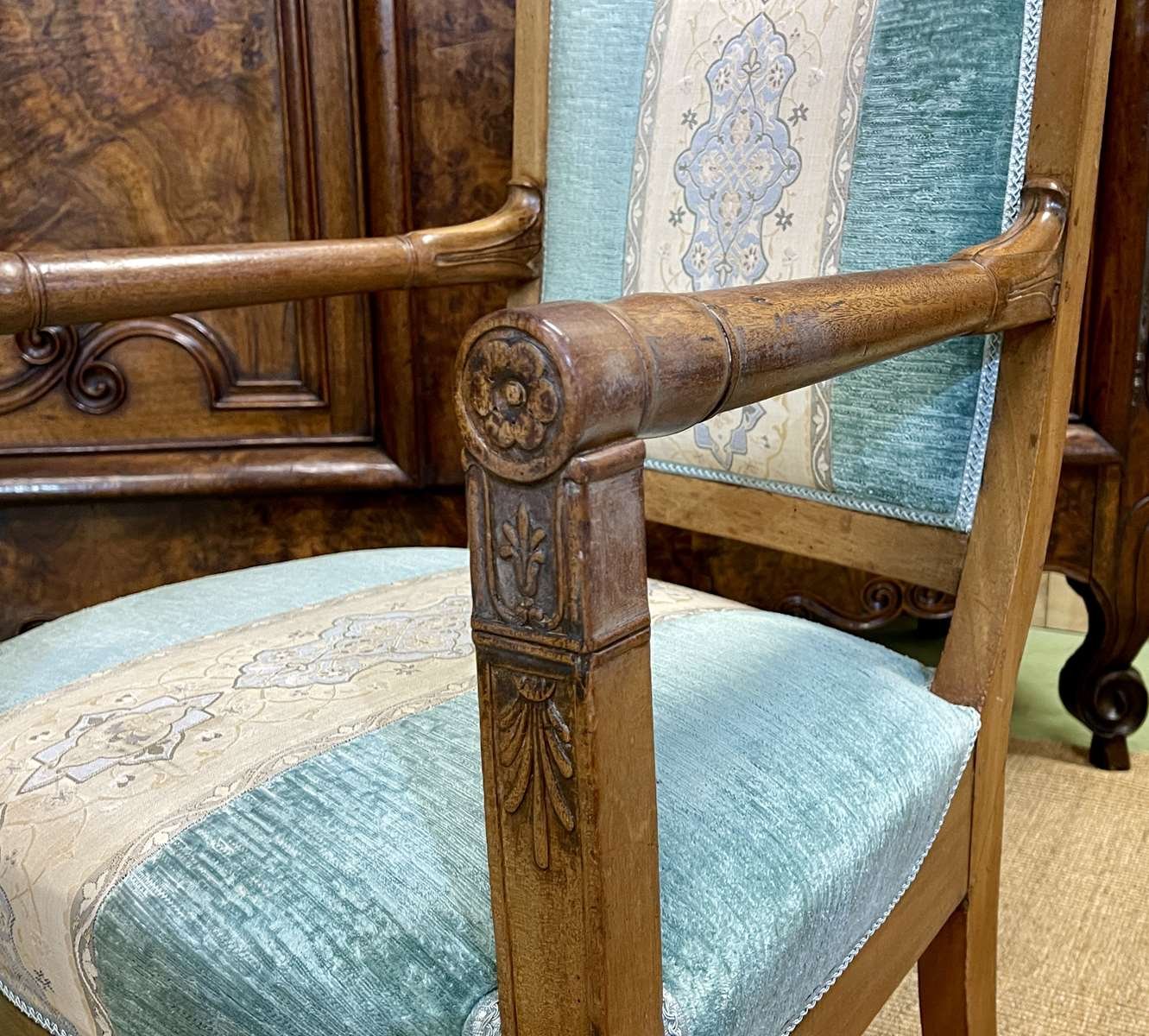 19th Century Restoration Walnut Armchair