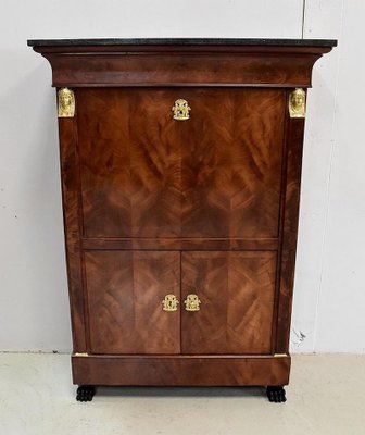 19th Century Retour d’Égypte Mahogany Burl Veneer Secretaire-RVK-712844