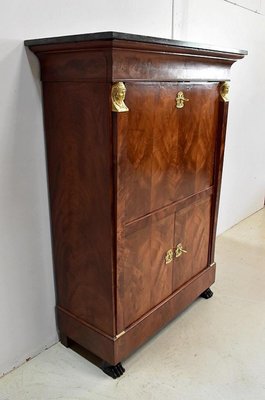 19th Century Retour d’Égypte Mahogany Burl Veneer Secretaire-RVK-712844