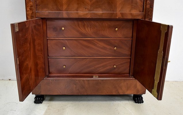 19th Century Retour d’Égypte Mahogany Burl Veneer Secretaire-RVK-712844