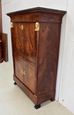 19th Century Retour d’Égypte Mahogany Burl Veneer Secretaire-RVK-712844