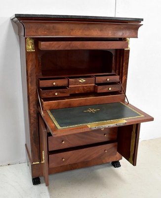 19th Century Retour d’Égypte Mahogany Burl Veneer Secretaire-RVK-712844