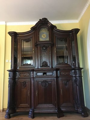 19th Century Rococo Style Cabinet with Clock-WQQ-726670