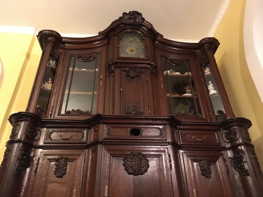 19th Century Rococo Style Cabinet with Clock-WQQ-726670