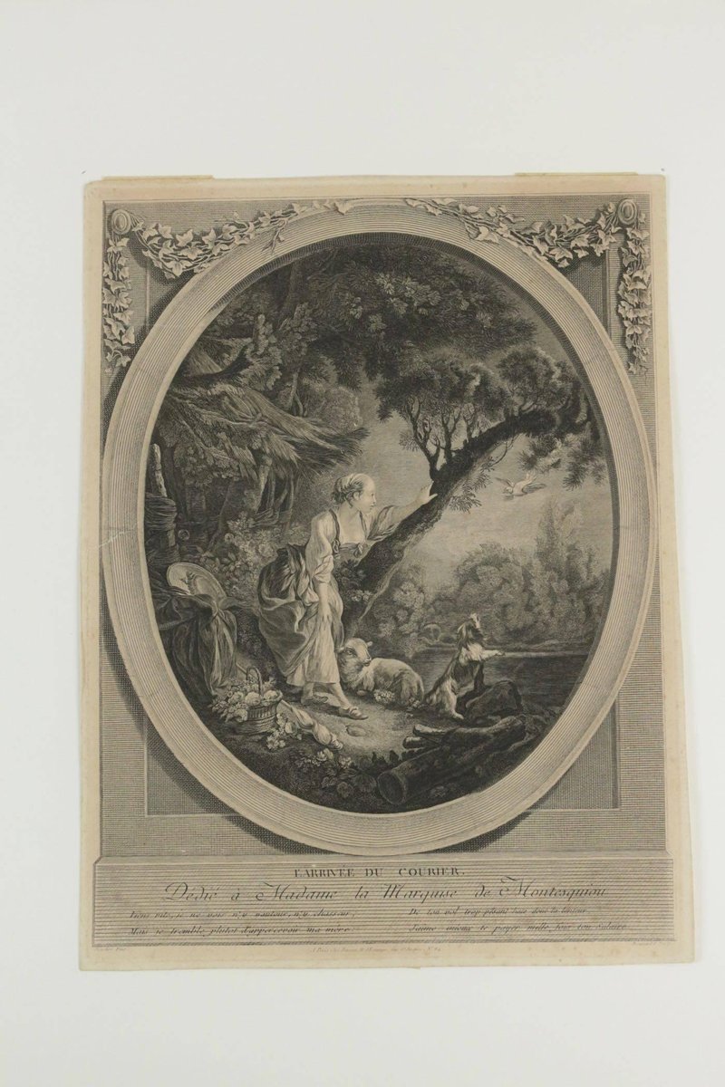 19th Century Romantic Steel L’arrive Du Courrier Engraving-WFS-744988