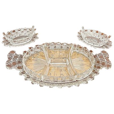 19th Century Russian Crystal Cut Set with Castellated Rims, Set of 3-UCH-1224308