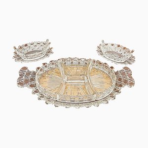 19th Century Russian Crystal Cut Set with Castellated Rims, Set of 3-UCH-1224308