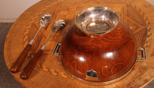 19th Century Salad Bowl with Its Cutlery