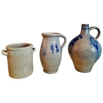 19th Century Salt-Glazed Stoneware from Bauer Pottery, Set of 3-POM-893648