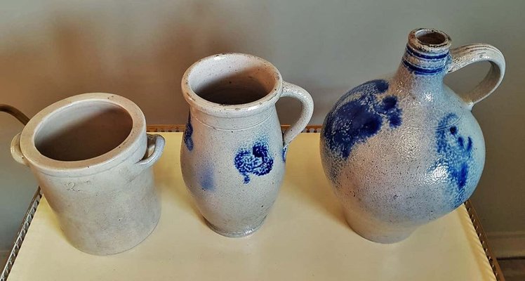 19th Century Salt-Glazed Stoneware from Bauer Pottery, Set of 3-POM-893648