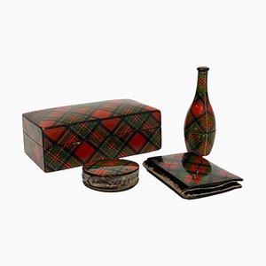 19th Century Scottish Sewing Set of Tartan Ware, Set of 4-UCH-1224370