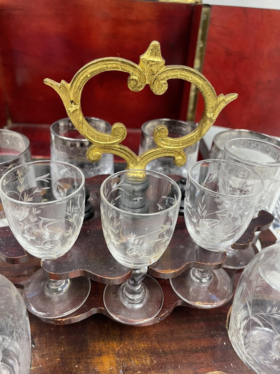 19th Century Scrigno Carriage Liqueur Holder Set