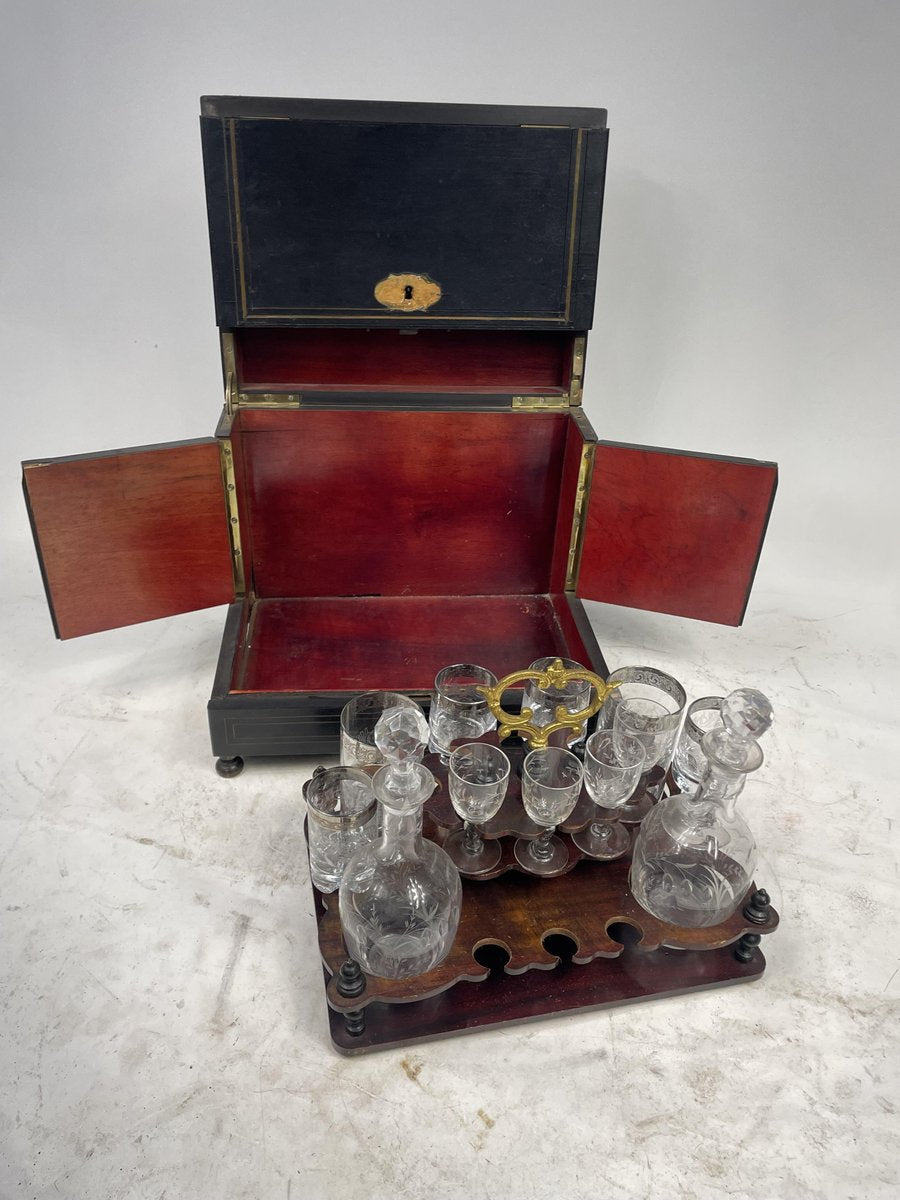 19th Century Scrigno Carriage Liqueur Holder Set