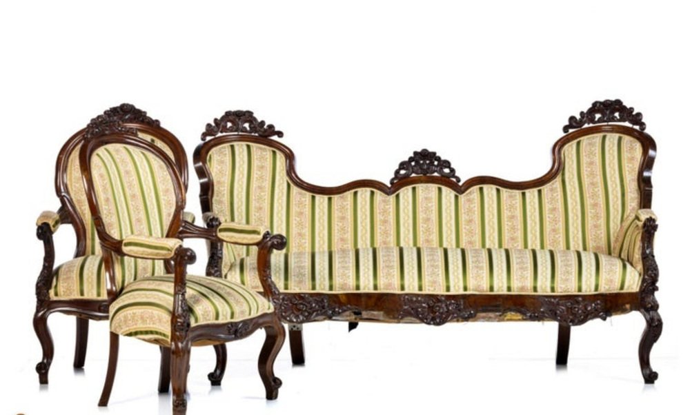 19th Century Set Sofa and Two Armchairs, Set of 3