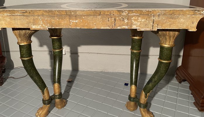 19th Century Sicilians Wood Consoles with Gilding and Stucco, Set of 2-LQ-1114992