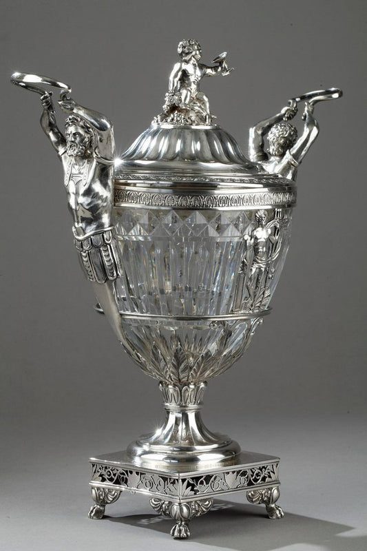 19th Century Silver and Cut Crystal Candy Dish