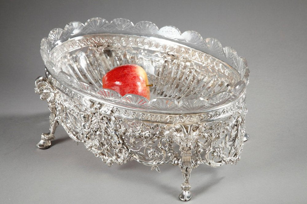 19th Century Silver and Cut-Crystal Jardinière