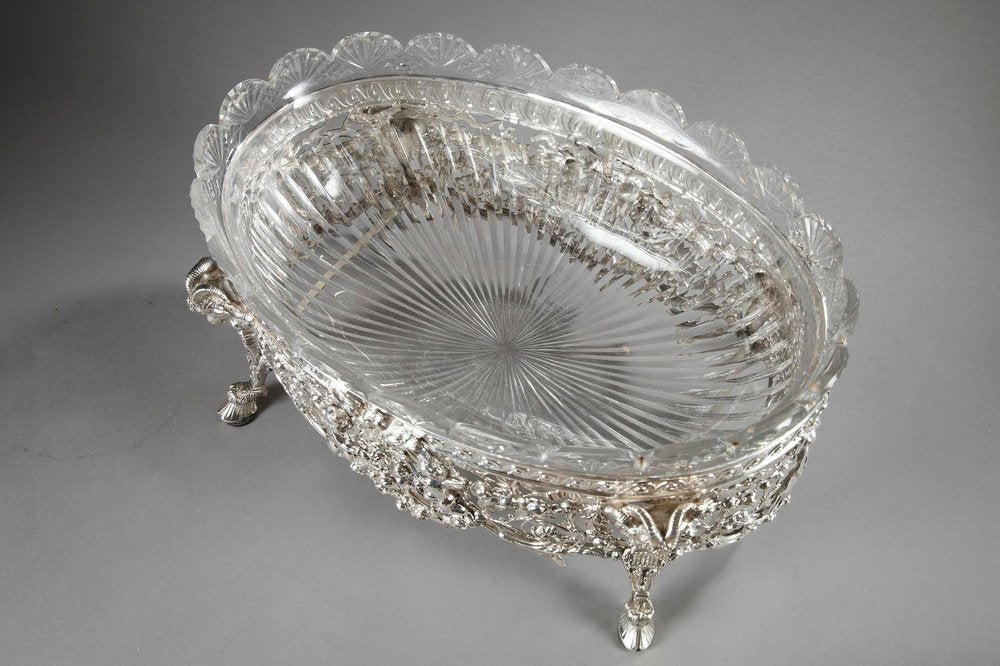 19th Century Silver and Cut-Crystal Jardinière