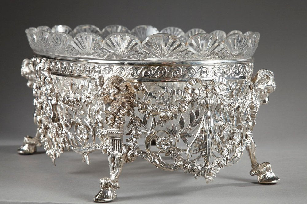 19th Century Silver and Cut-Crystal Jardinière