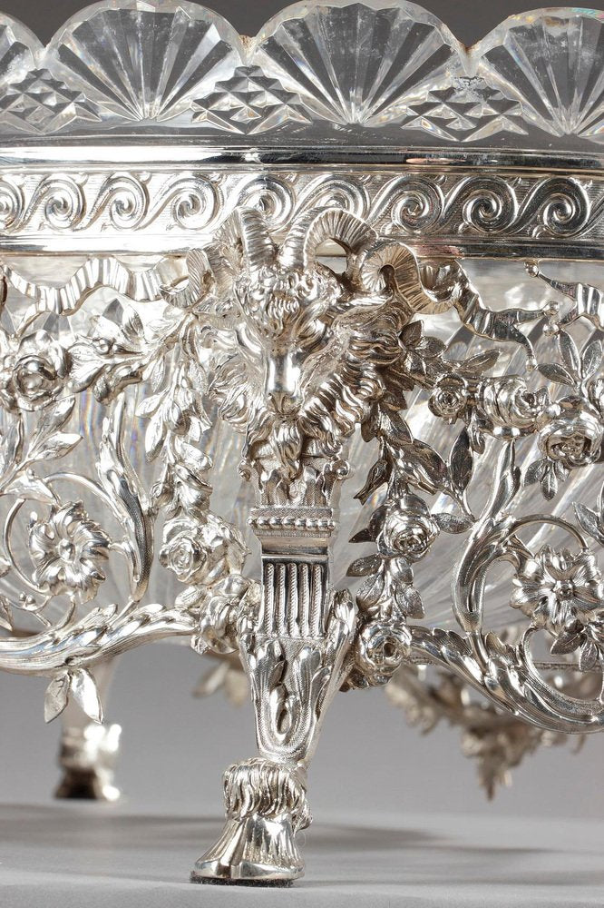 19th Century Silver and Cut-Crystal Jardinière