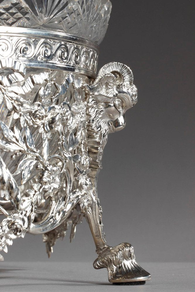 19th Century Silver and Cut-Crystal Jardinière