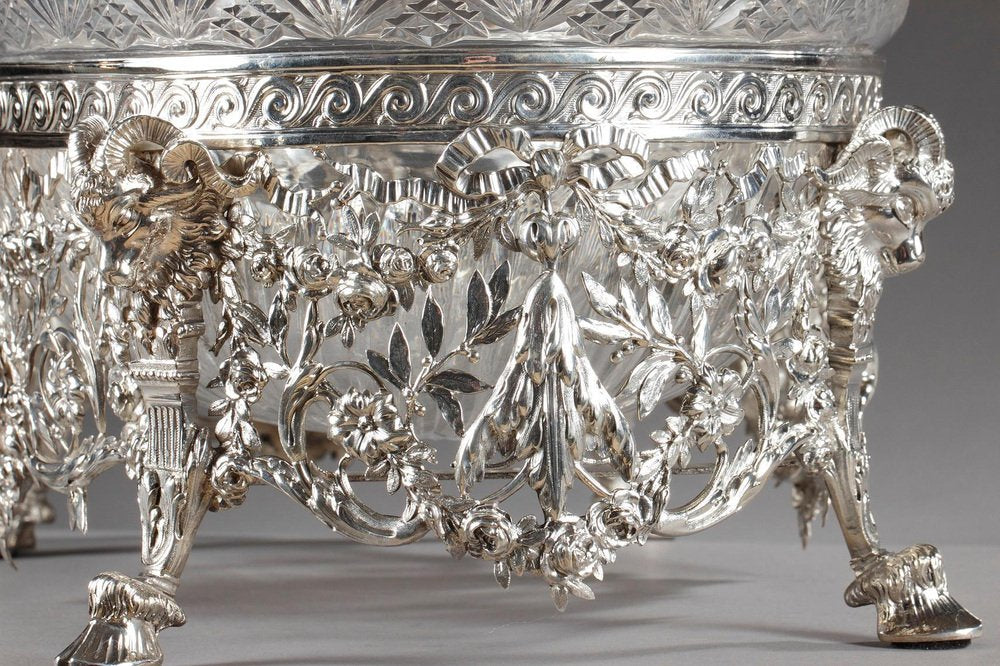 19th Century Silver and Cut-Crystal Jardinière