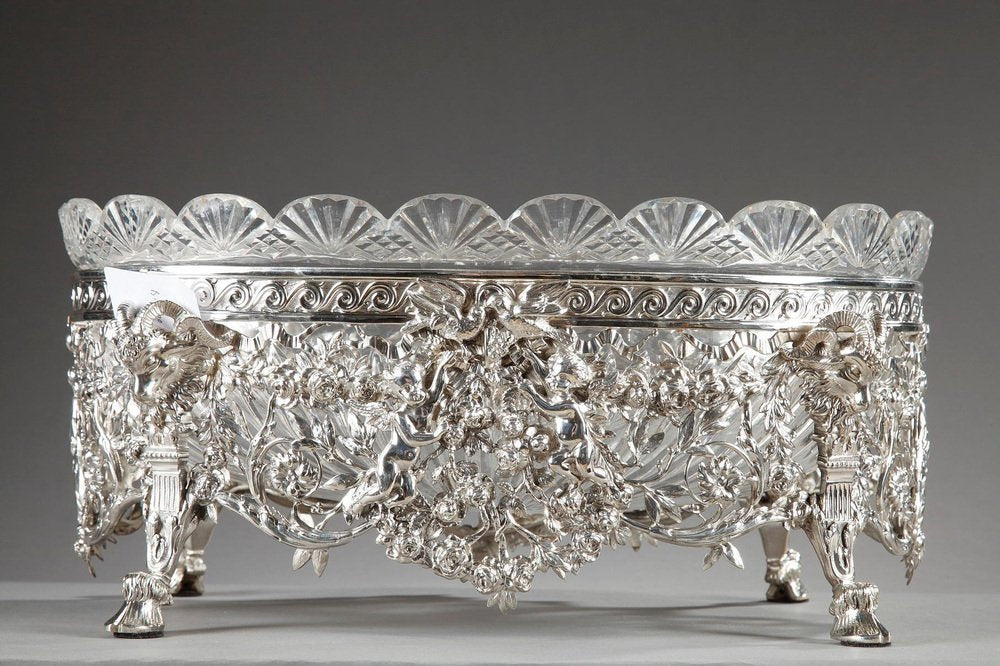 19th Century Silver and Cut-Crystal Jardinière