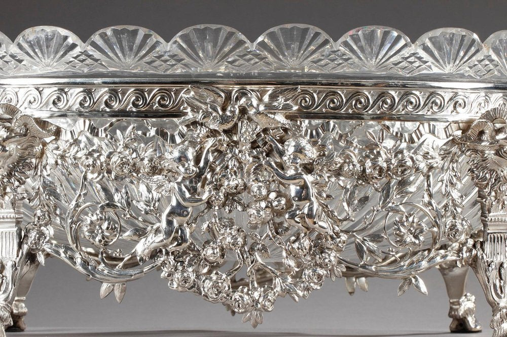 19th Century Silver and Cut-Crystal Jardinière