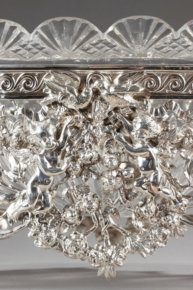 19th Century Silver and Cut-Crystal Jardinière