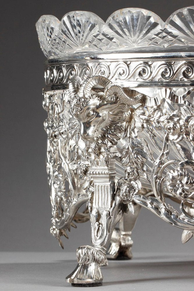 19th Century Silver and Cut-Crystal Jardinière