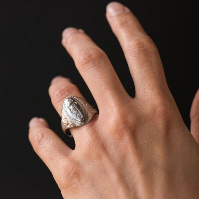 19th Century Silver Unisex Signet Ring-OLU-896501