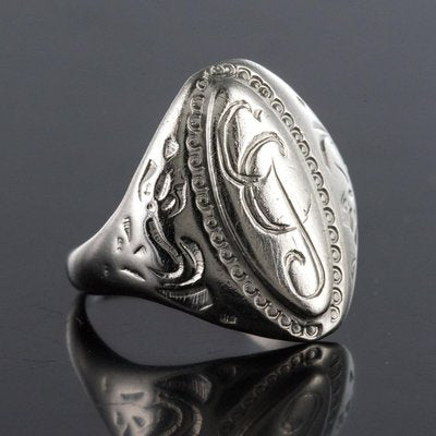 19th Century Silver Unisex Signet Ring-OLU-896501