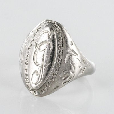 19th Century Silver Unisex Signet Ring-OLU-896501