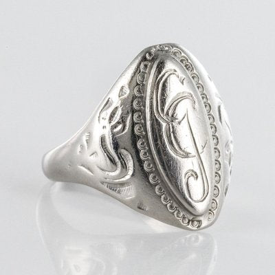 19th Century Silver Unisex Signet Ring-OLU-896501