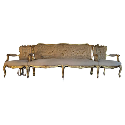 19th Century Sofa with Gilded Wood Frame, 1890s