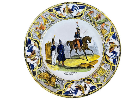 19th Century Soldier Napoleon Creil Montereau Decorative Plates, Set of 5