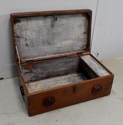 19th Century Solid Ash Trunk with Iron Handles-RVK-724802