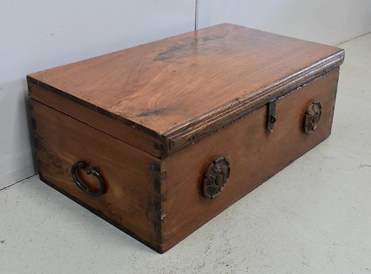 19th Century Solid Ash Trunk with Iron Handles-RVK-724802